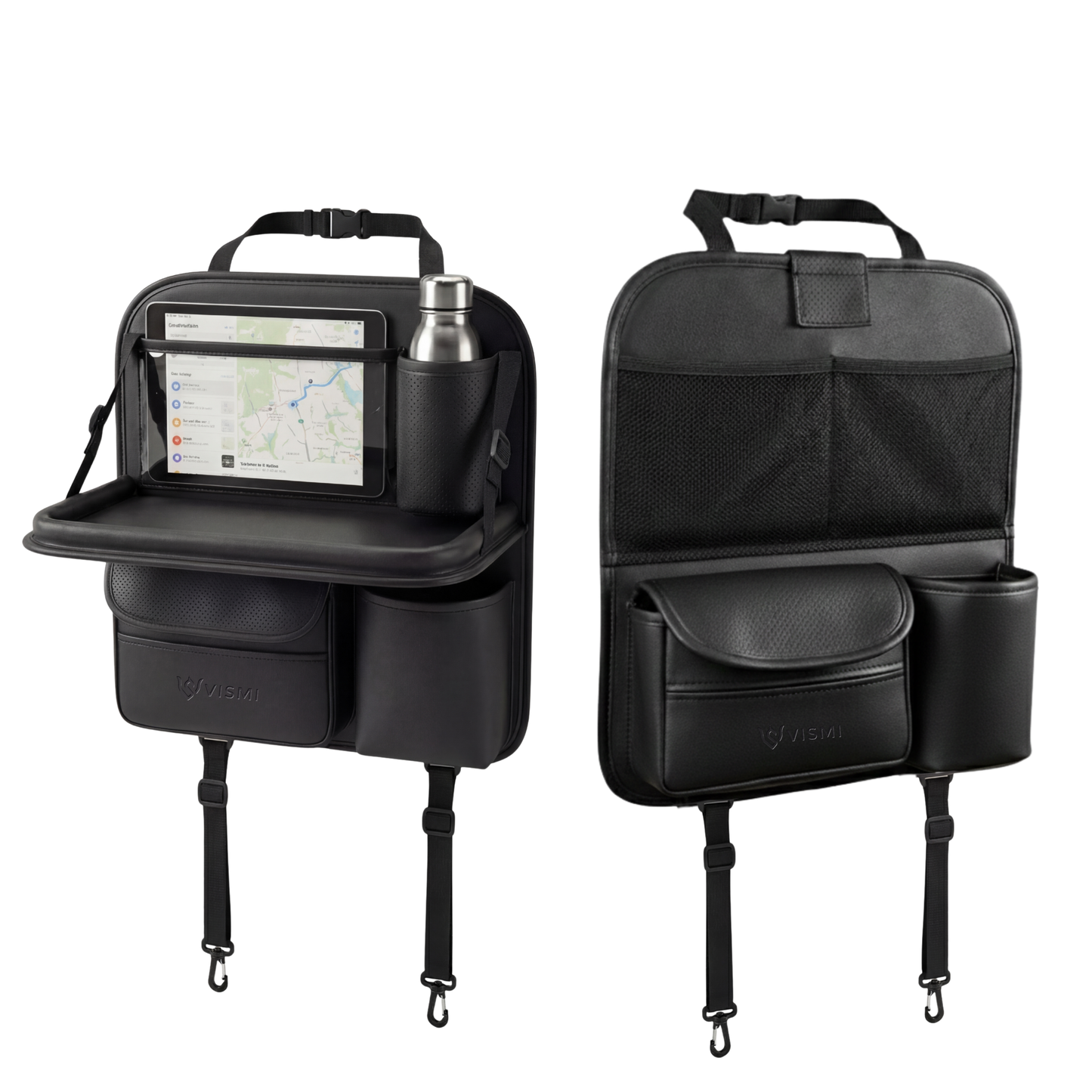 Car Back Seat Organizer with Folding Tray - Black