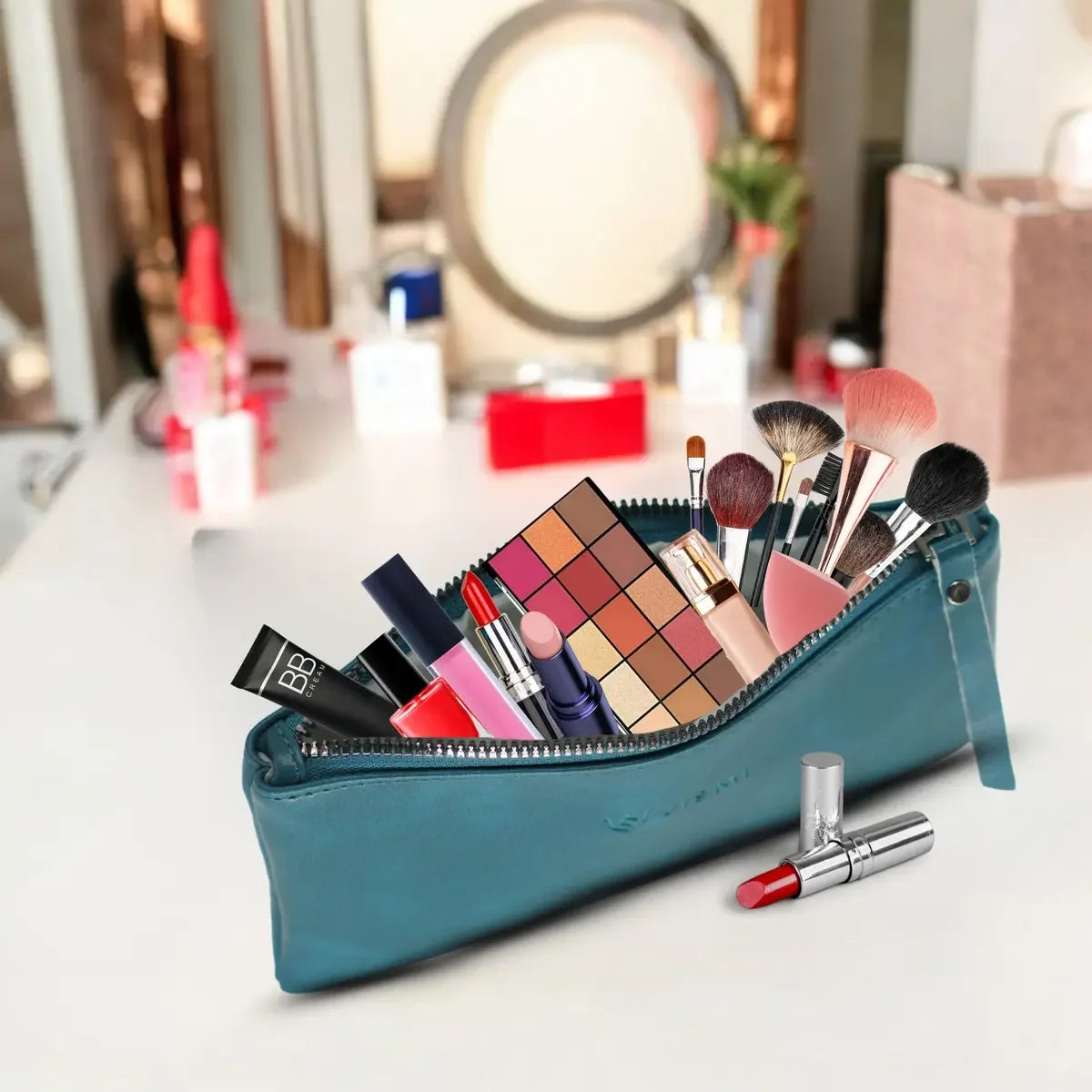 Timeless-Teal-Blue-Leather-Wallet-Pouch