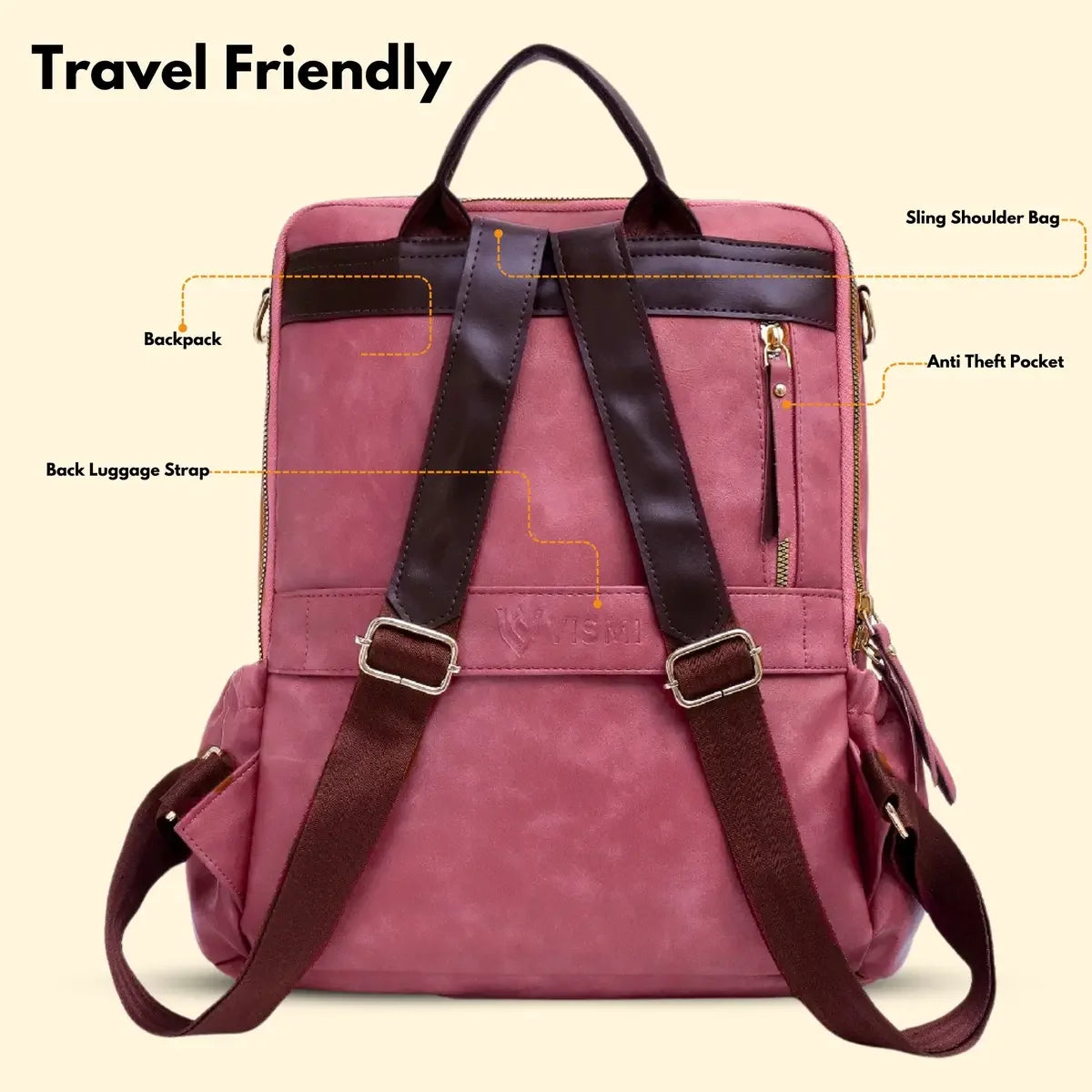 Timeless Diva Women Laptop Backpack - Blush Pink