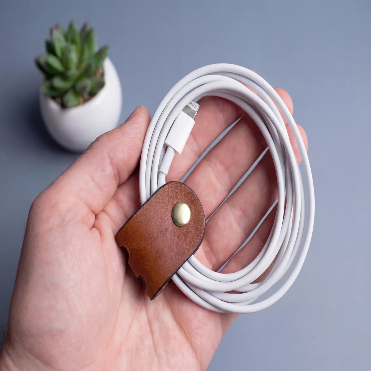 Vegan Leather Cable Organizer, Cord & Charger Holder