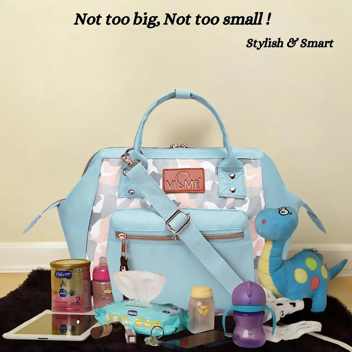 turquoise-mini-diaper-bag-for-moms-vismintrend-lightweight-baby-bag