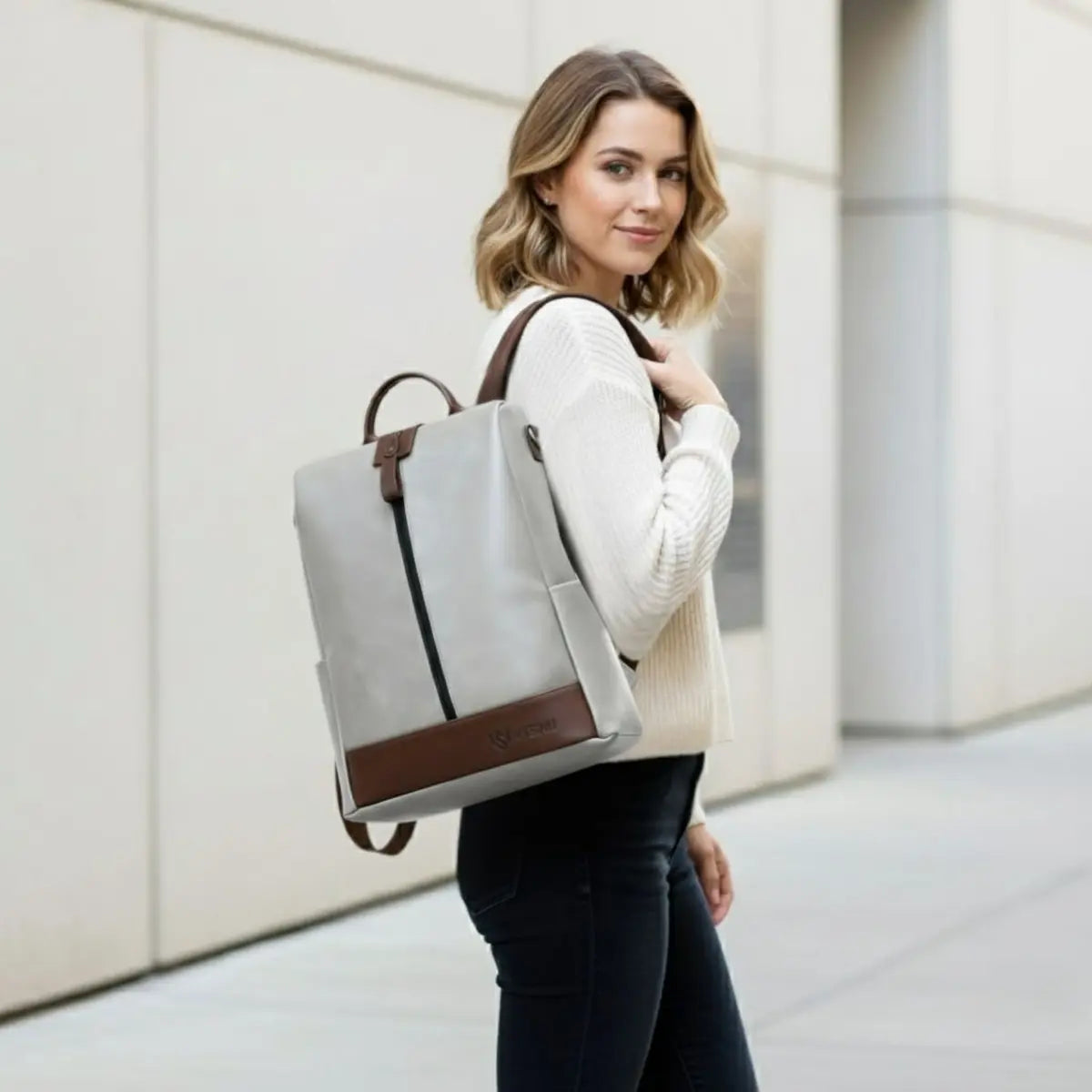 Timeless Aura Women Backpack Handbag - Grey