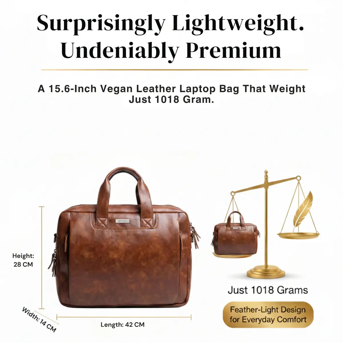 Timeless Urban Laptop Messenger Briefcase Bag - Coffee Brown