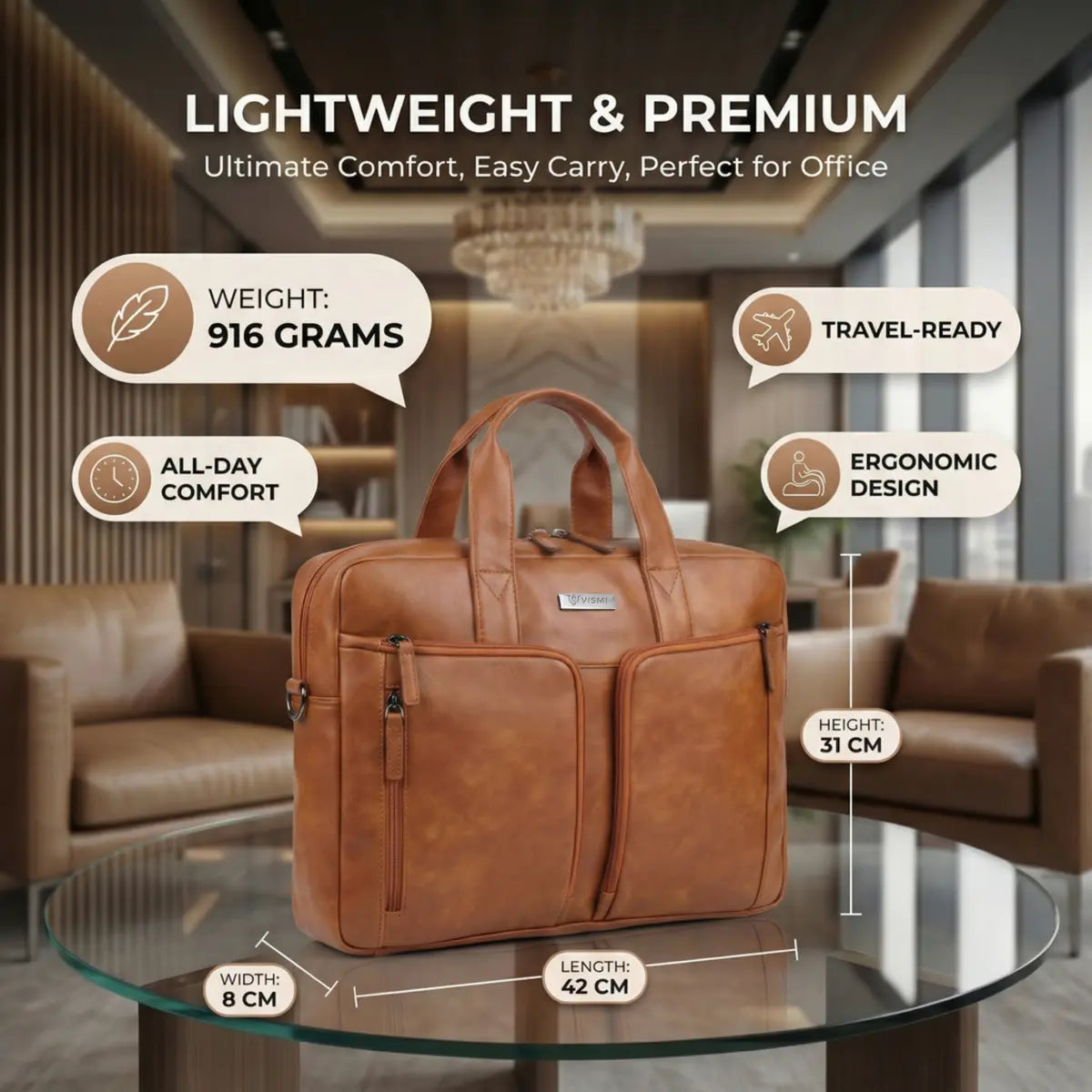 Timeless Orbit Laptop Messenger Bag - Tan