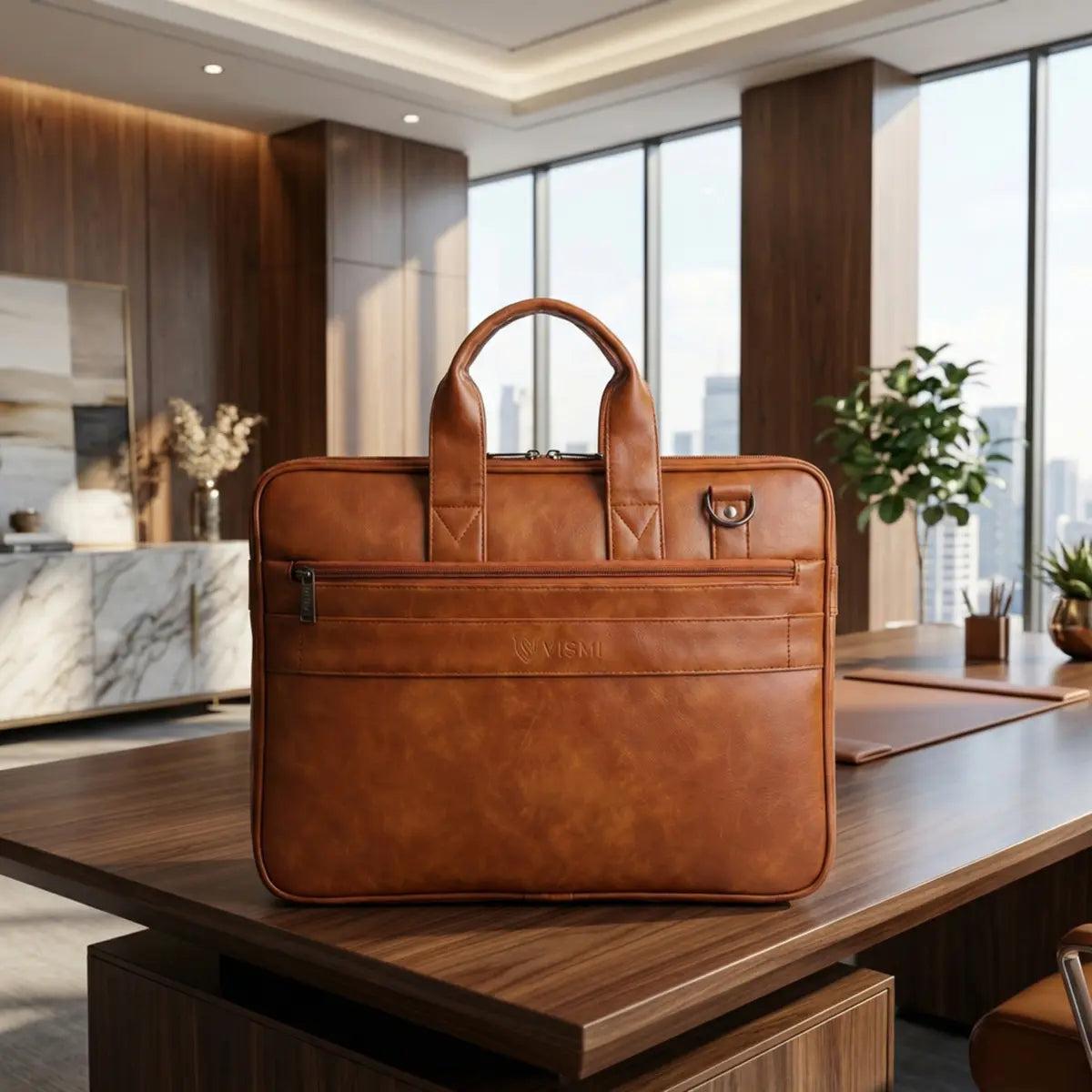 Timeless Monarch Laptop Messenger Bag - Tan