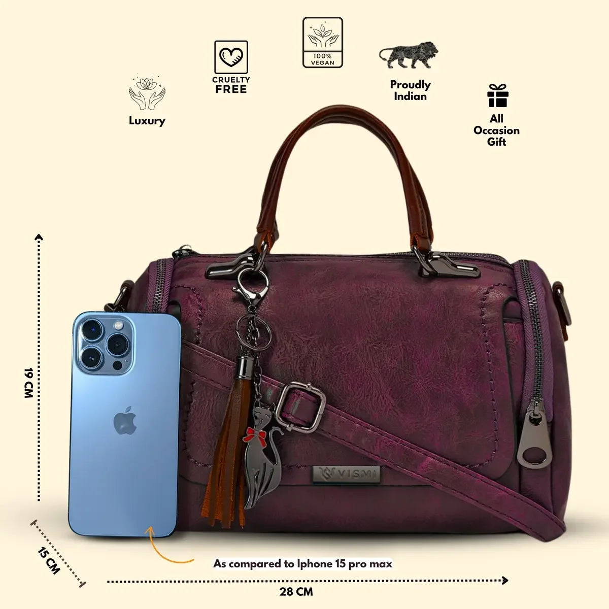 Timeless-Mystique-Satchel-Handbag-Wine-Open-View