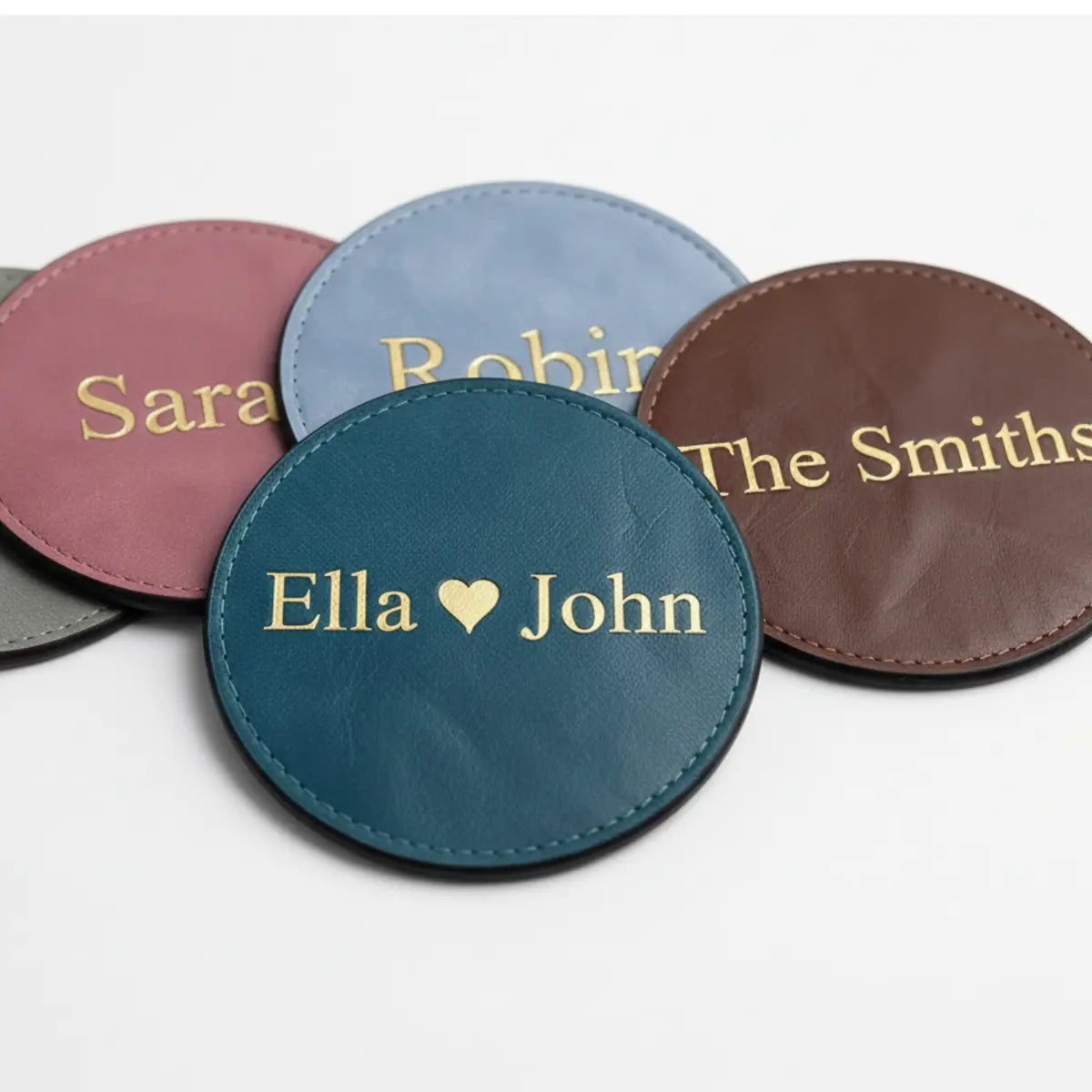 PU Vegan Leather Customized Tea Coaster Set Round – Set of 4