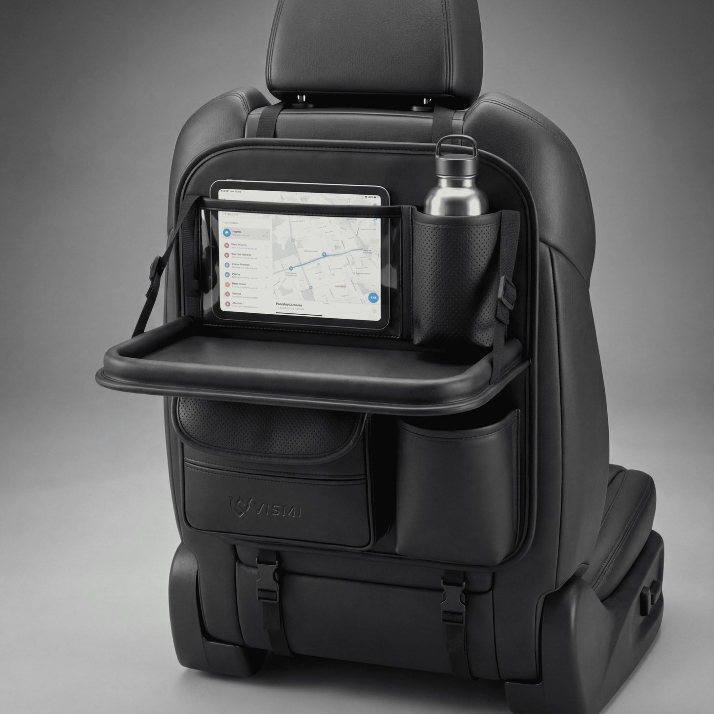 Car Back Seat Organizer with Folding Tray - Black