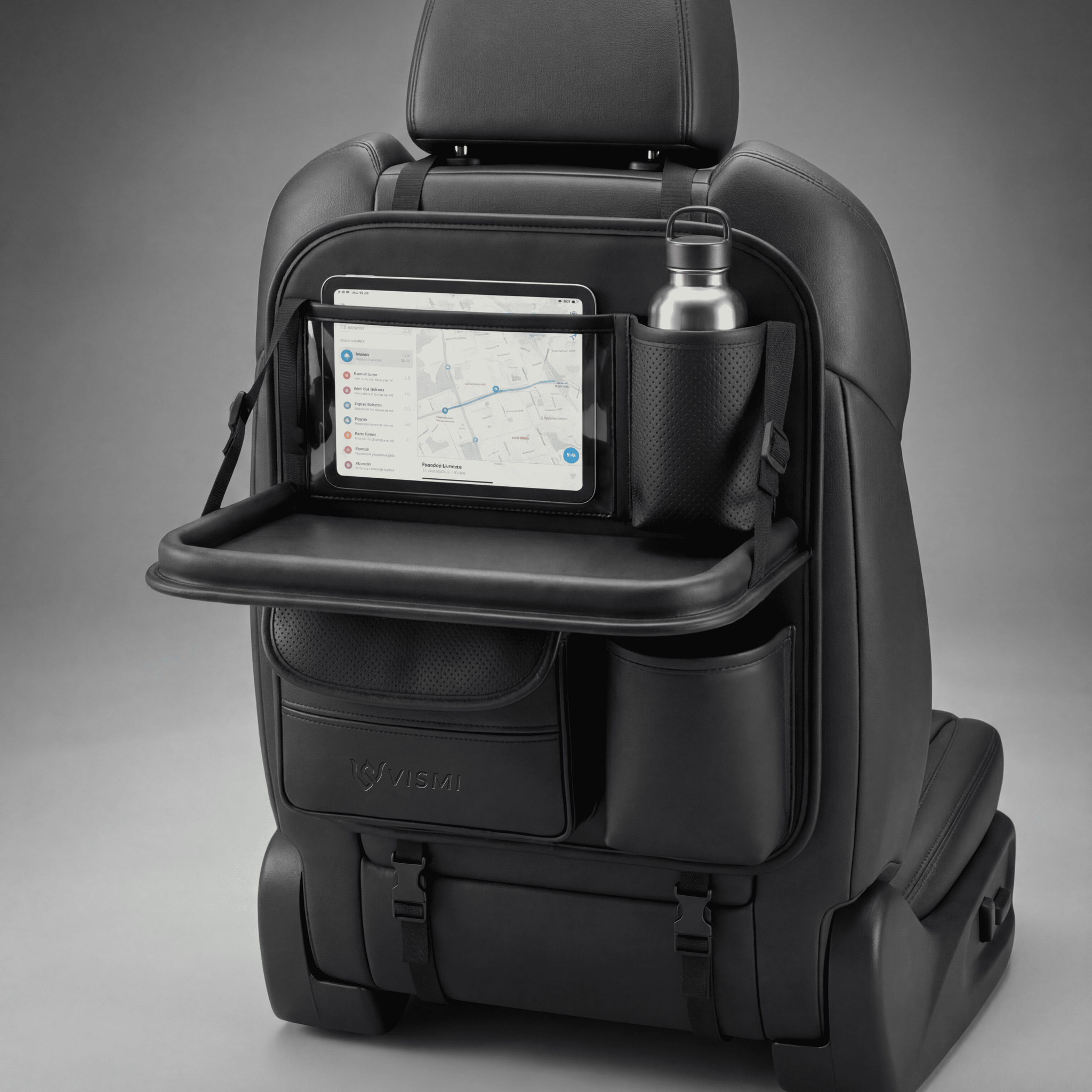 Car Back Seat Organizer with Folding Tray - Black