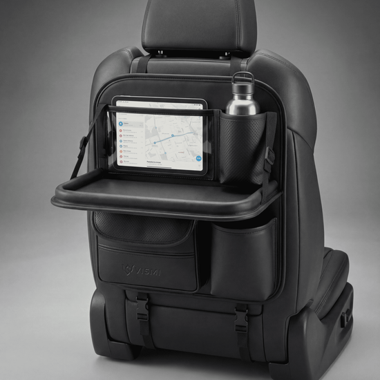 Car Back Seat Organizer with Folding Tray - Black