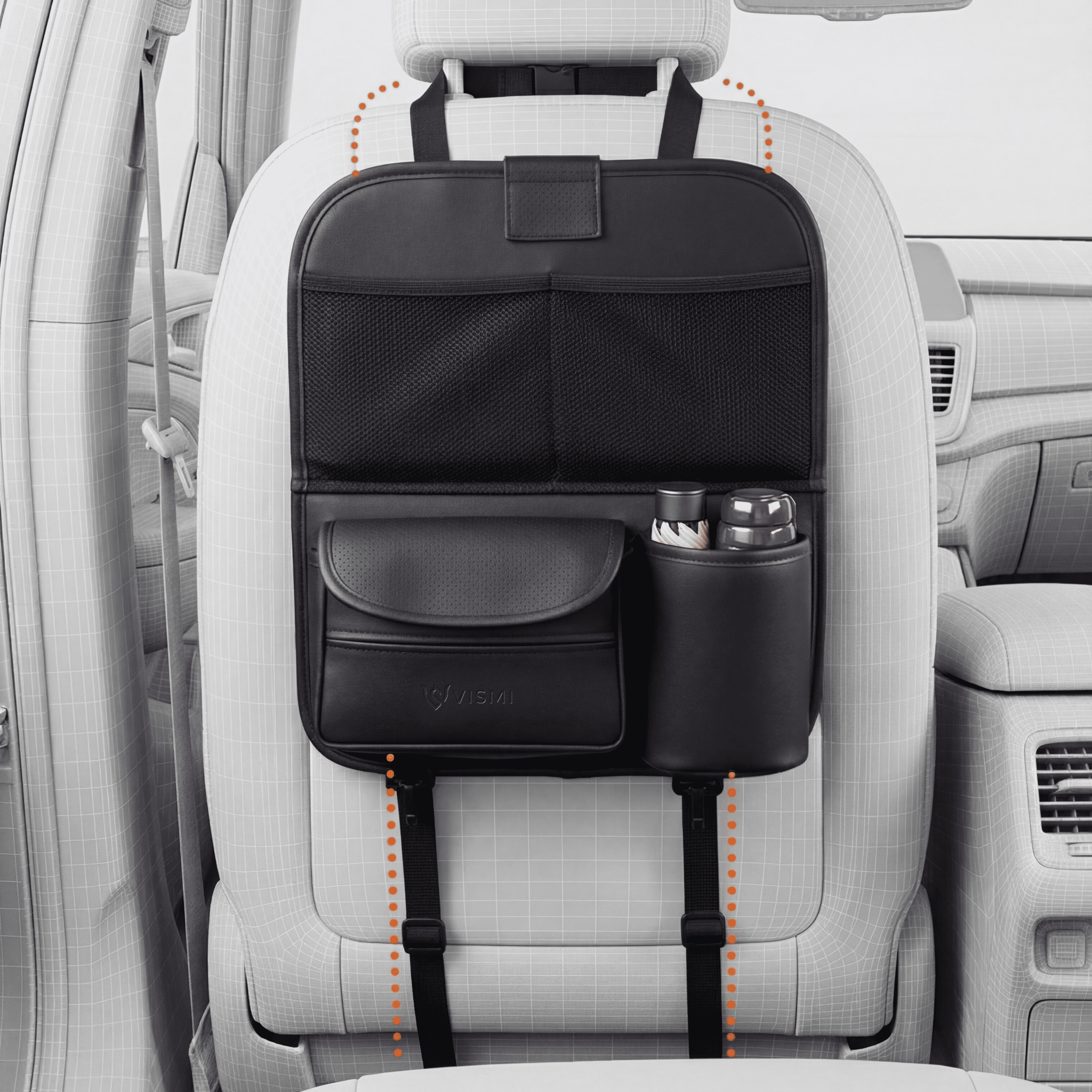 Car Back Seat Organizer with Folding Tray - Black