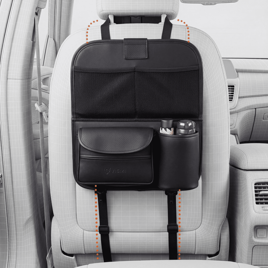 Car Back Seat Organizer with Folding Tray - Black