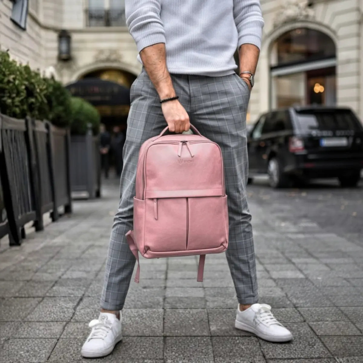 Chic-Timeless-Voyager-Laptop-Bag-Blush-Pink-Backpack-for-Office-Travel