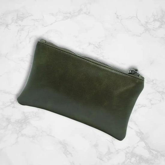 Olive-Green-Leather-Flat-Pouch-for-Women