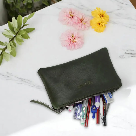 Slim-Leather-Flat-Pouch-Bag-Olive-Green
