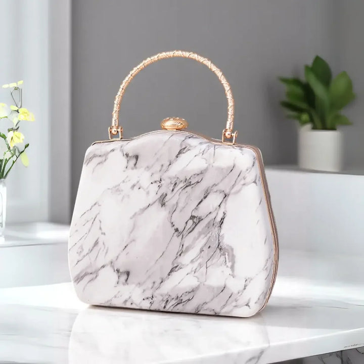 Marble-Evening-Bag-White