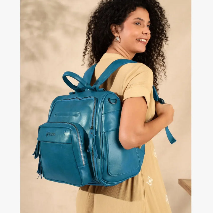 Teal-Blue-Baby-Diaper-Bag–Timeless-Backpack-Messenger