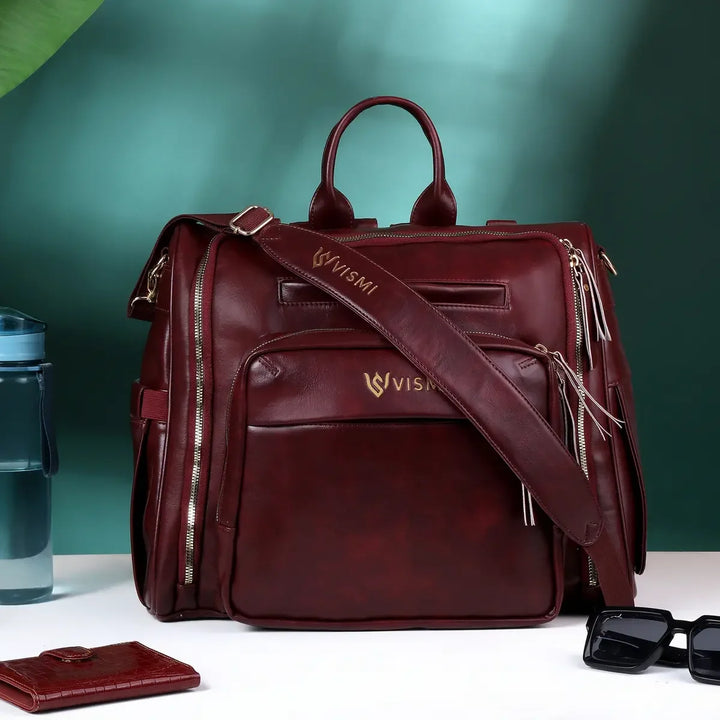 Timeless-Backpack-Messenger-Diaper-Bag-Wine