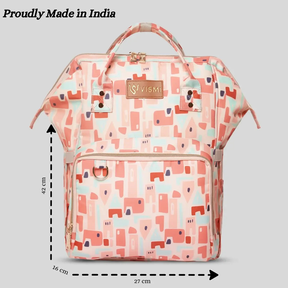 Spacious-Geometric-Pink-Backpack-Diaper-Bag