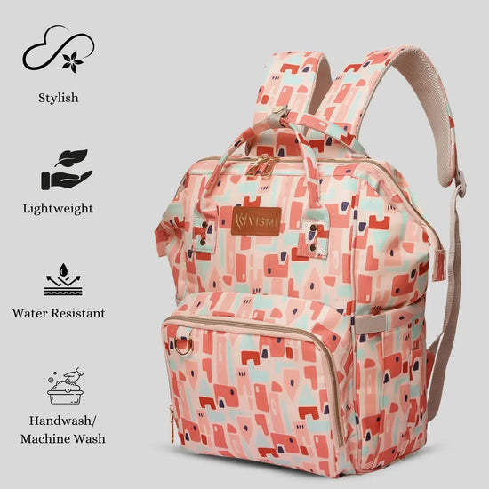 Snappy-Zappy-Geometric-Pink-Multipurpose-Diaper-Bag
