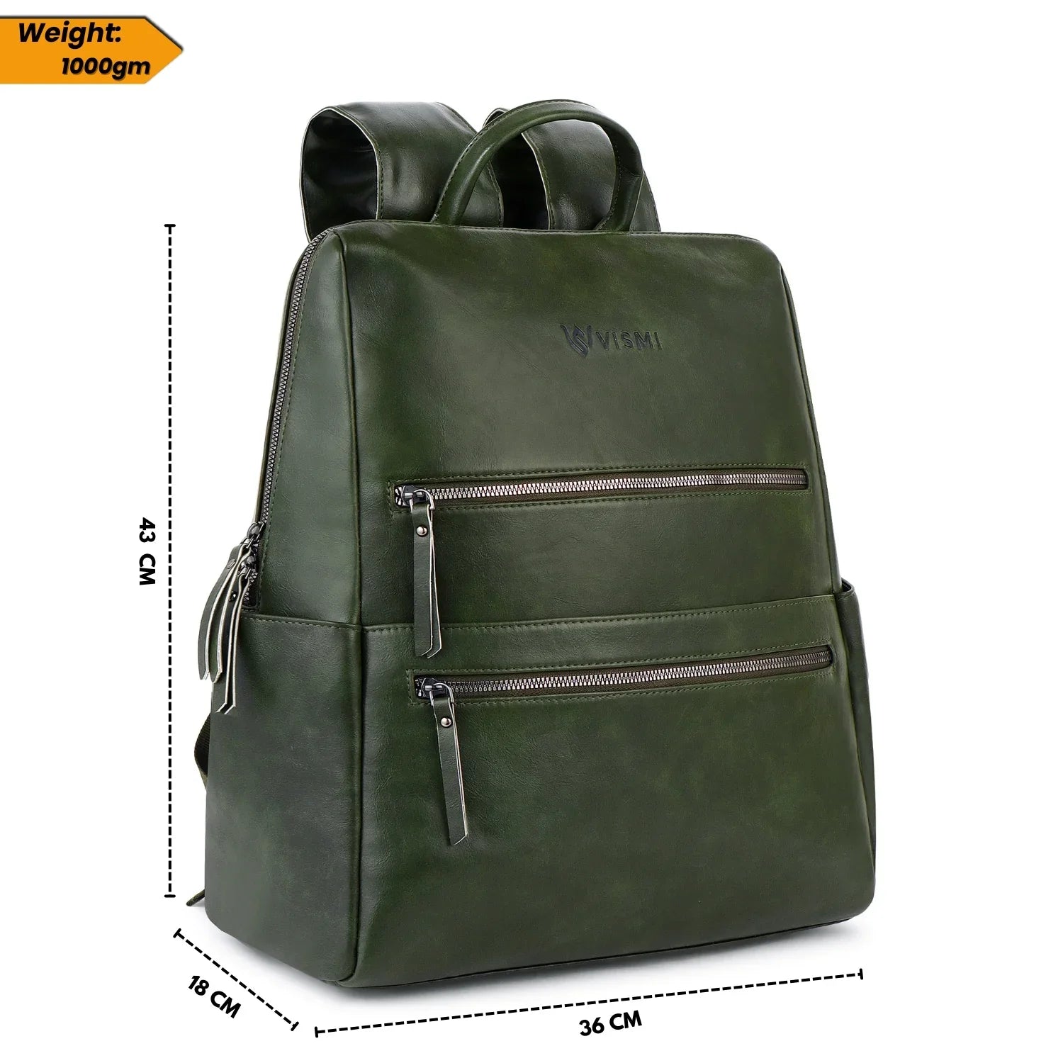 Elegant Olive Green Backpack ORCIANI Laio Micron Leather Backpack, color Olive green main image 4