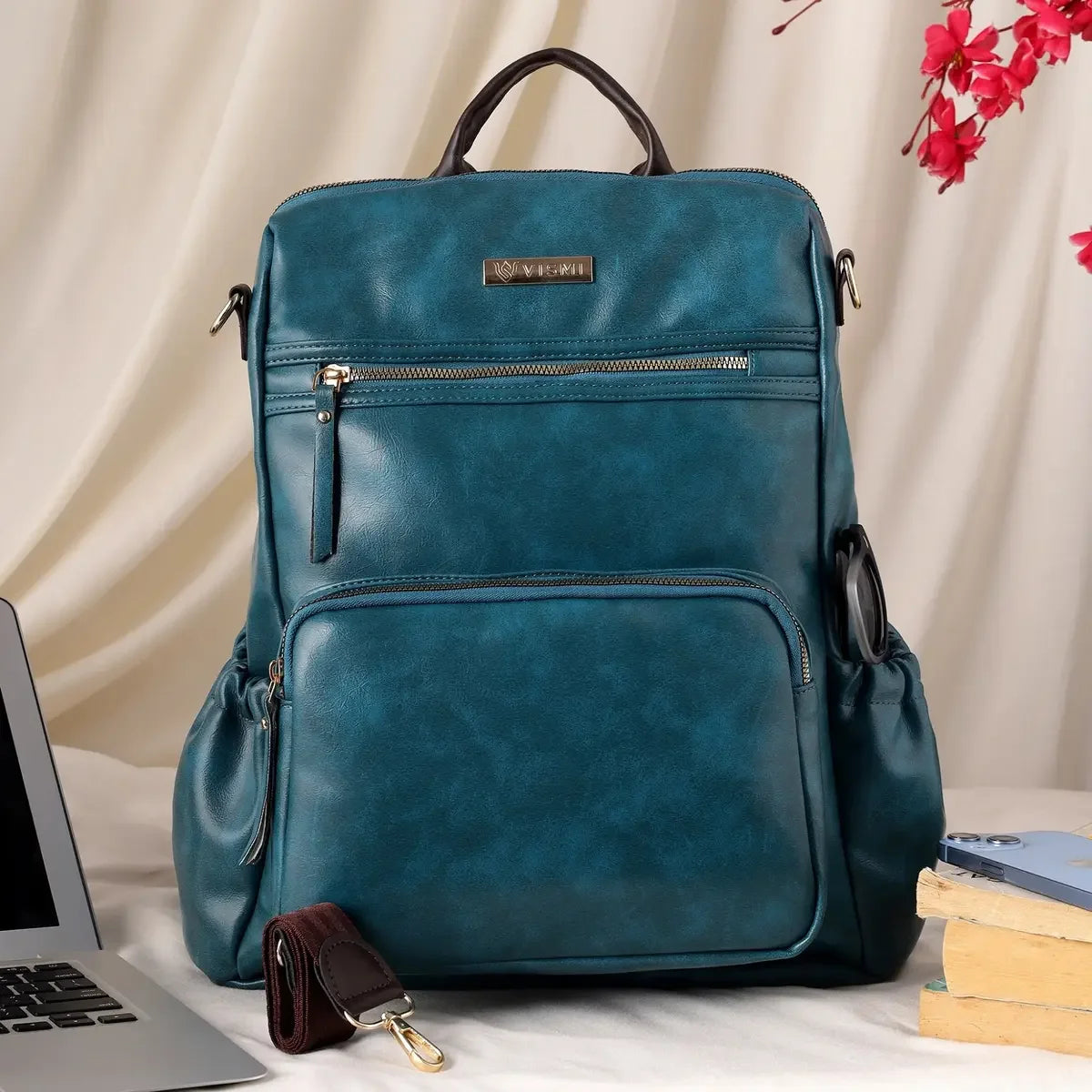 Timeless Diva Women Laptop Backpack - Teal Blue