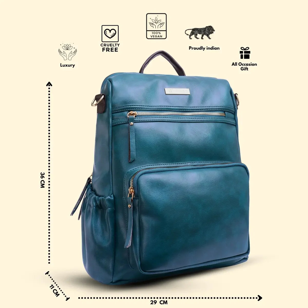 Timeless Diva Women Laptop Backpack - Teal Blue