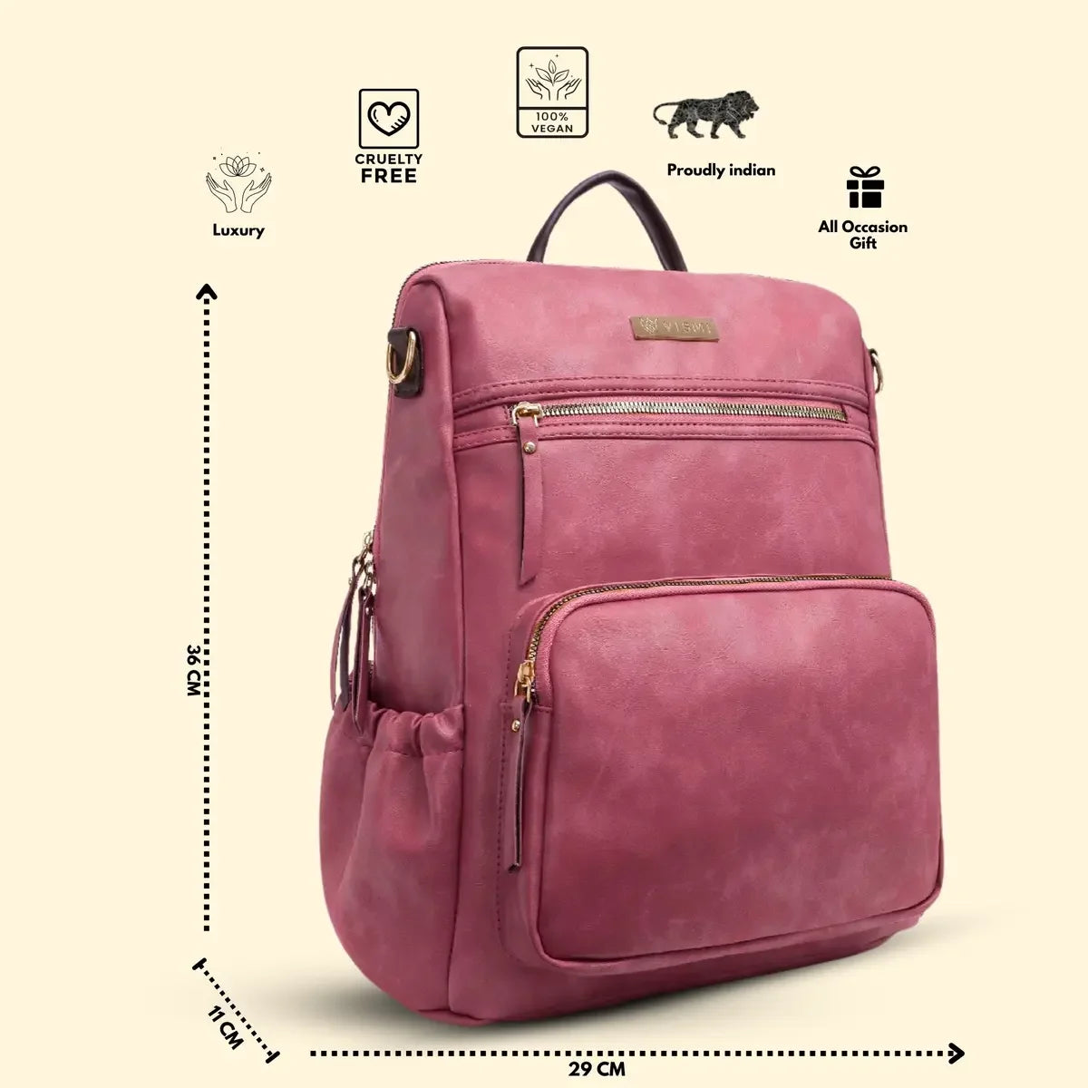 Timeless Diva Women Laptop Backpack - Blush Pink