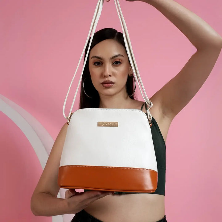 Timeless-Luxe-Womens-Sling-Bag-White-Stylish-Front-View