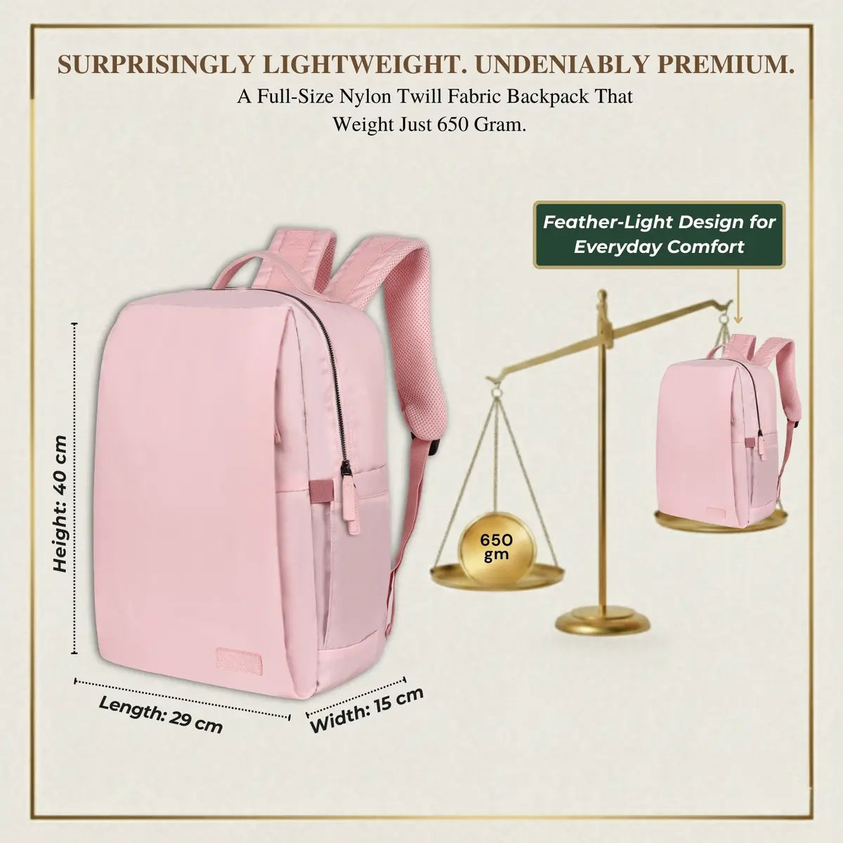 Everyday Essentials Pink Travel Laptop Backpack – stylish office and college bag