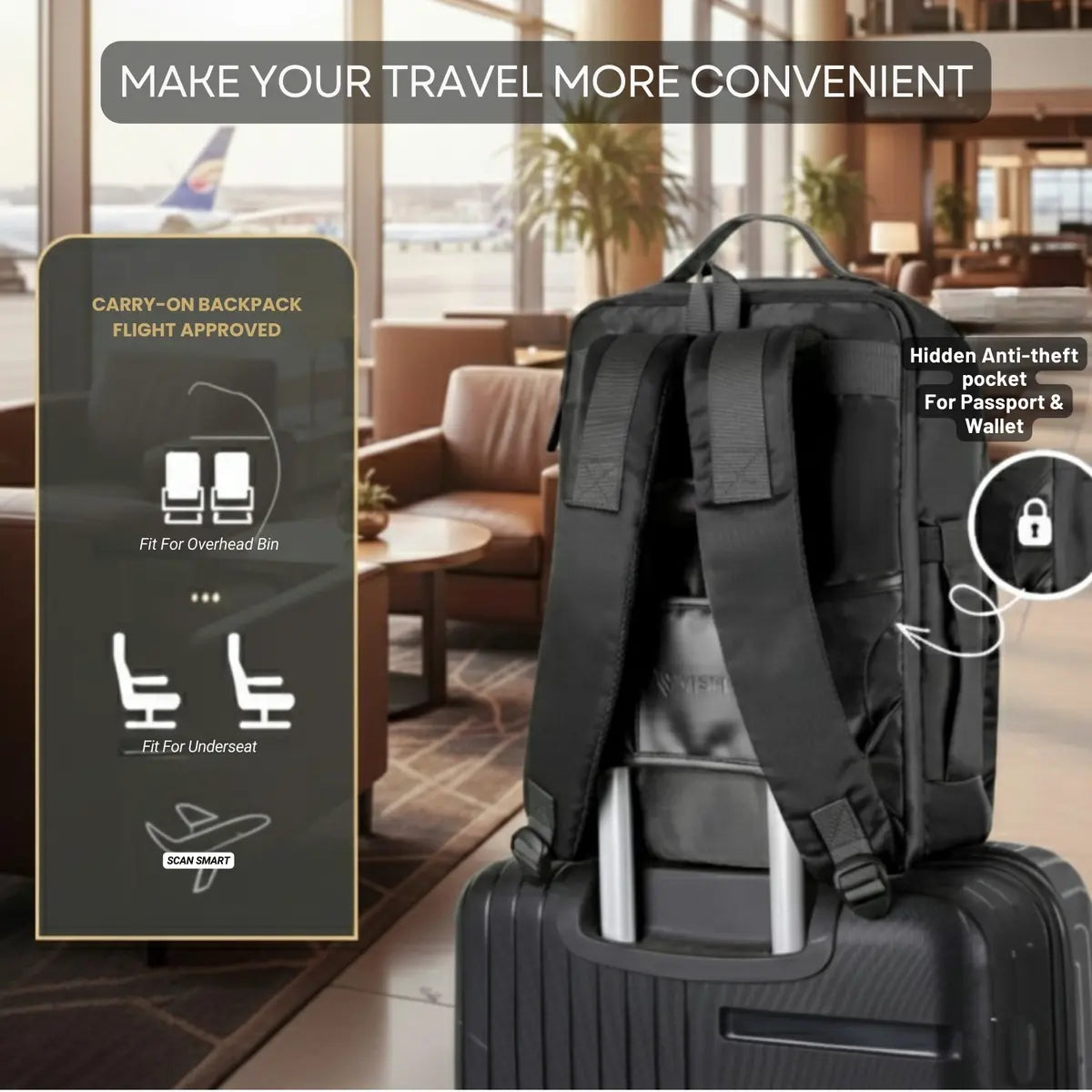 Everyday Essentials Black Travel Laptop Backpack – stylish office and college bag