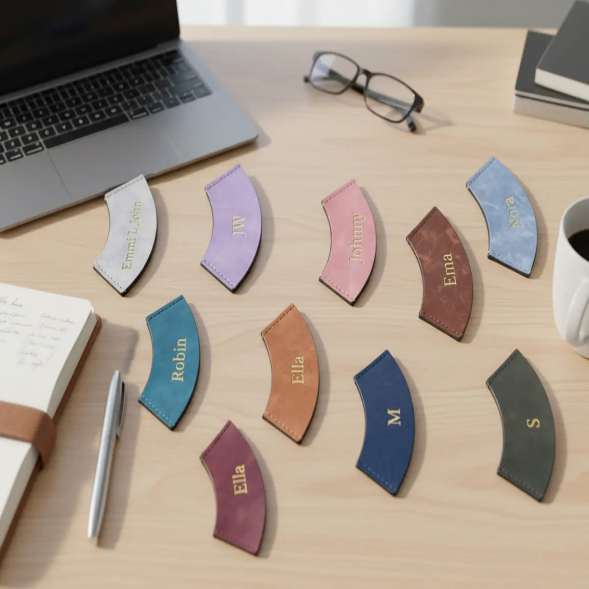 PU Vegan Leather Customized Bookmark Pack of 10 with Multiple Color