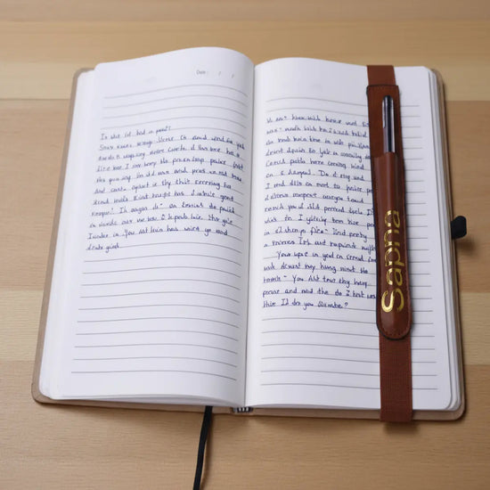 Personalized Vegan Leather Bookmark with Pen Holder Set of 5