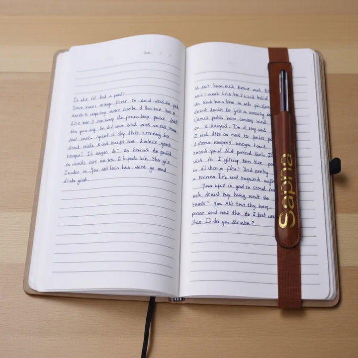 Personalized Vegan Leather Bookmark with Pen Holder Set of 5