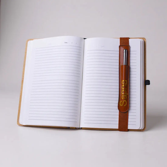 Personalized Vegan Leather Bookmark with Pen Holder Set of 5