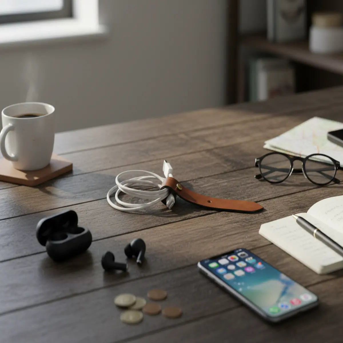 Vegan Leather Cable Organizer Set of 5