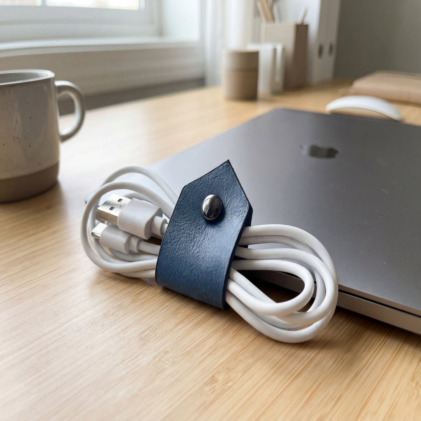 Vegan Leather Cord & Charger Holder, Cable Organizer