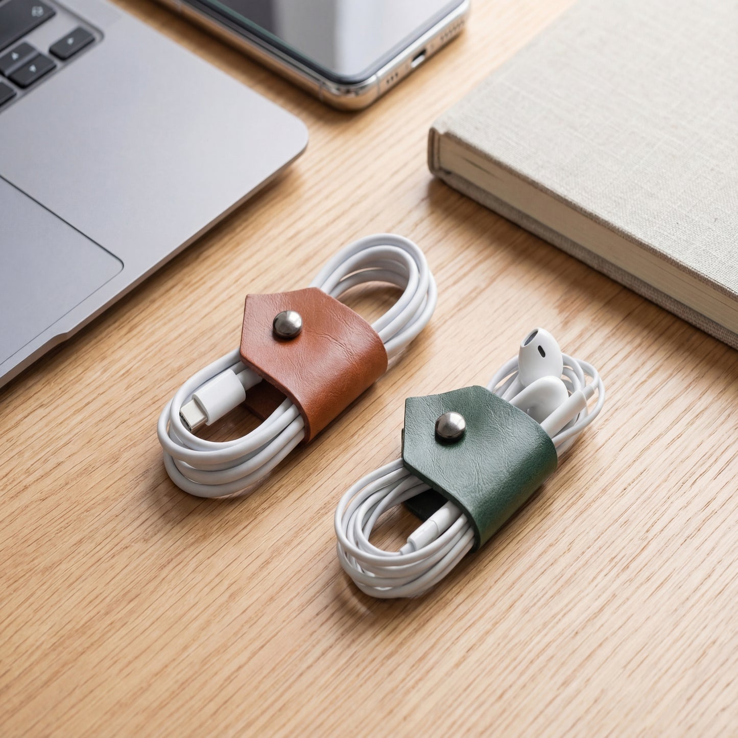 Vegan Leather Cord & Charger Holder, Cable Organizer