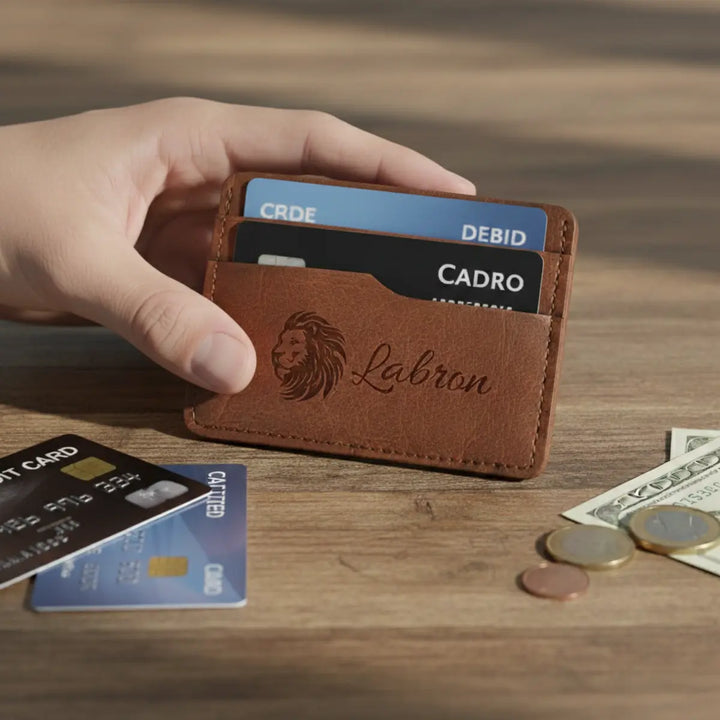 Personalized Vegan Leather Card Holder