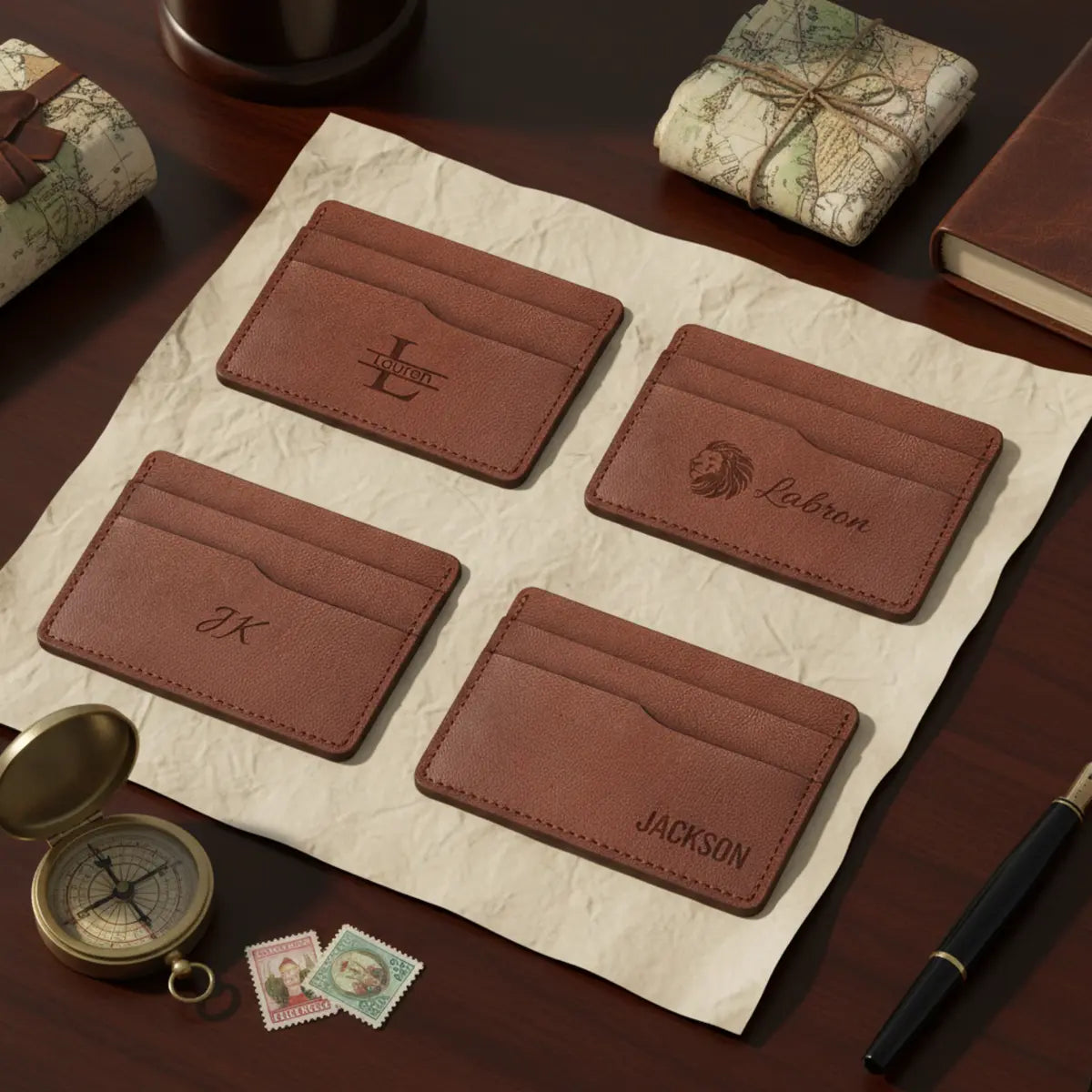 Personalized Vegan Leather Card Holder