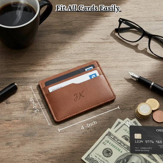 Personalized Vegan Leather Card Holder