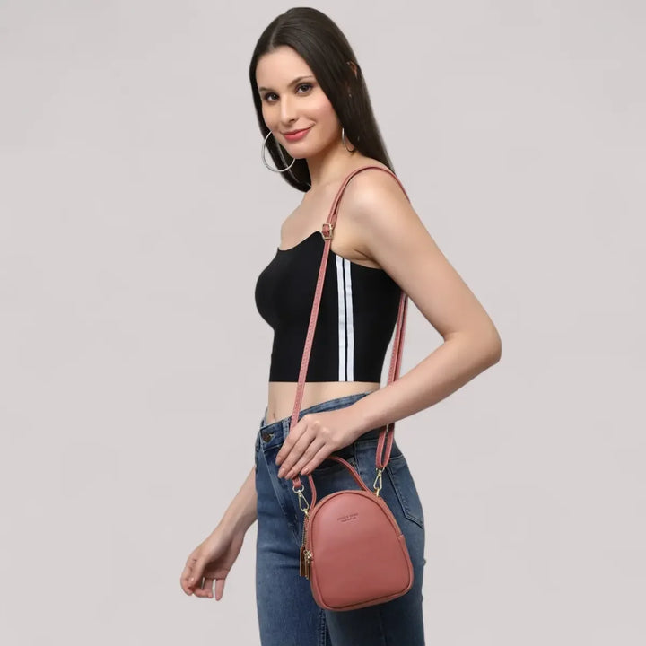 Stylish Sling Crossbody Handbag- Blush Pink