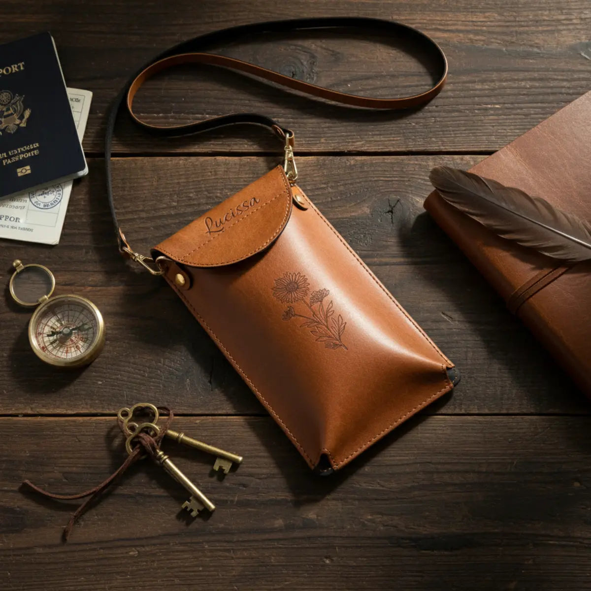Personalized Vegan Leather Crossbody Phone Bag