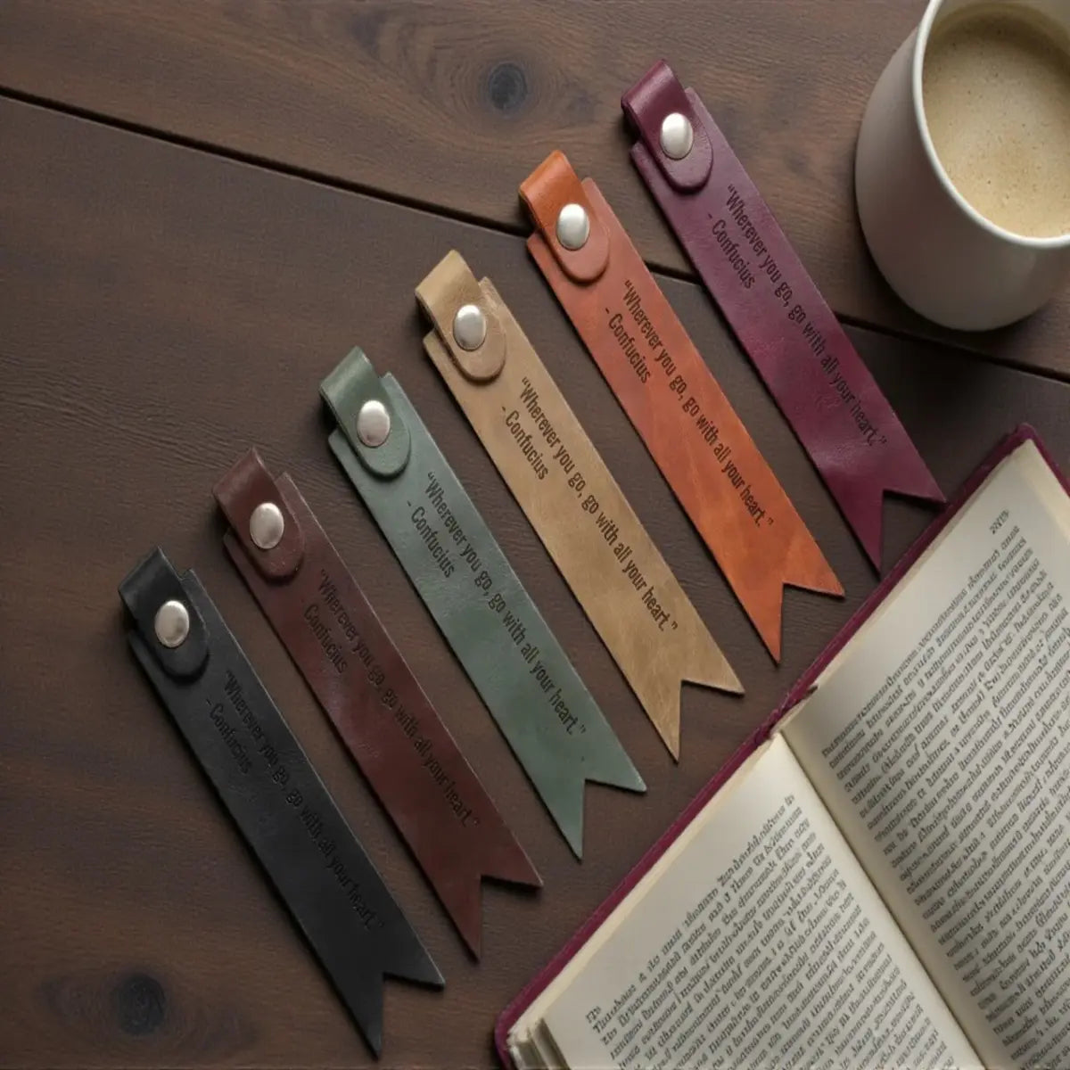 Custom PU Vegan Leather Quote Bookmark