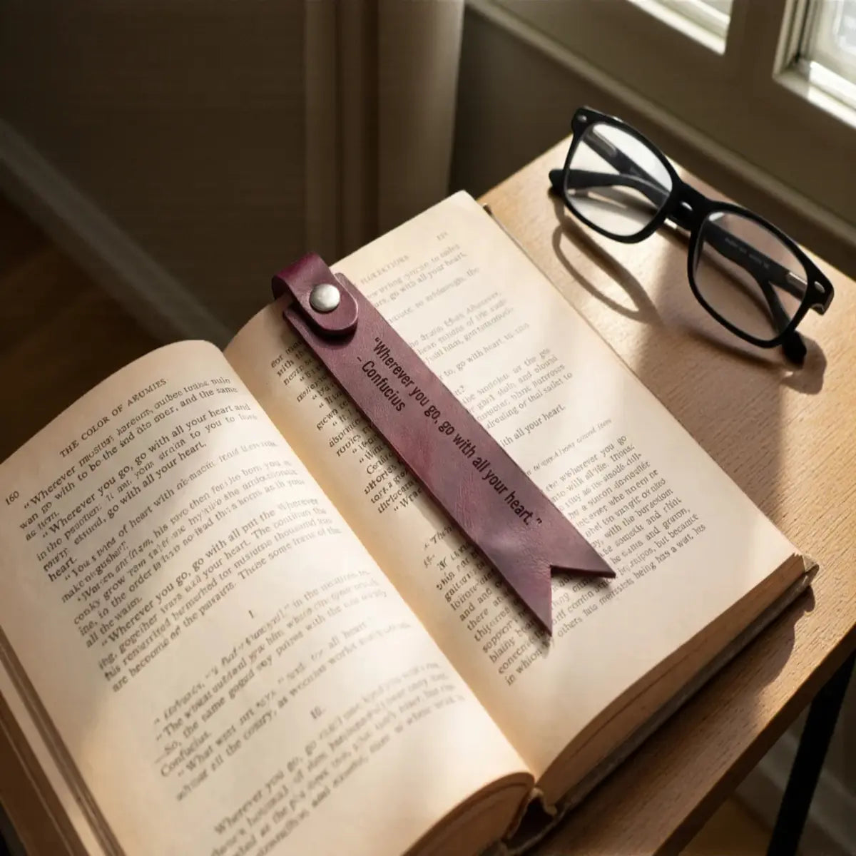 Custom PU Vegan Leather Quote Bookmark