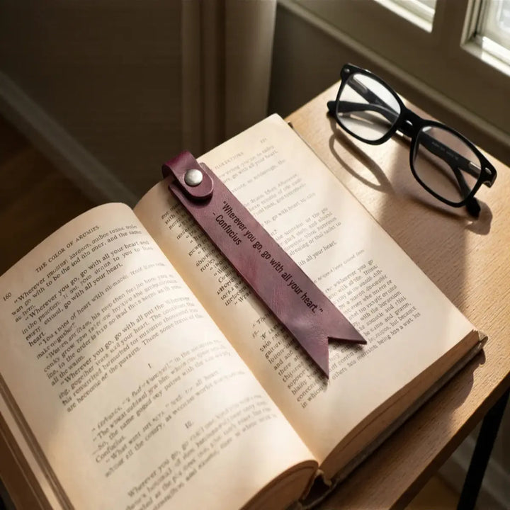 Custom PU Vegan Leather Quote Bookmark