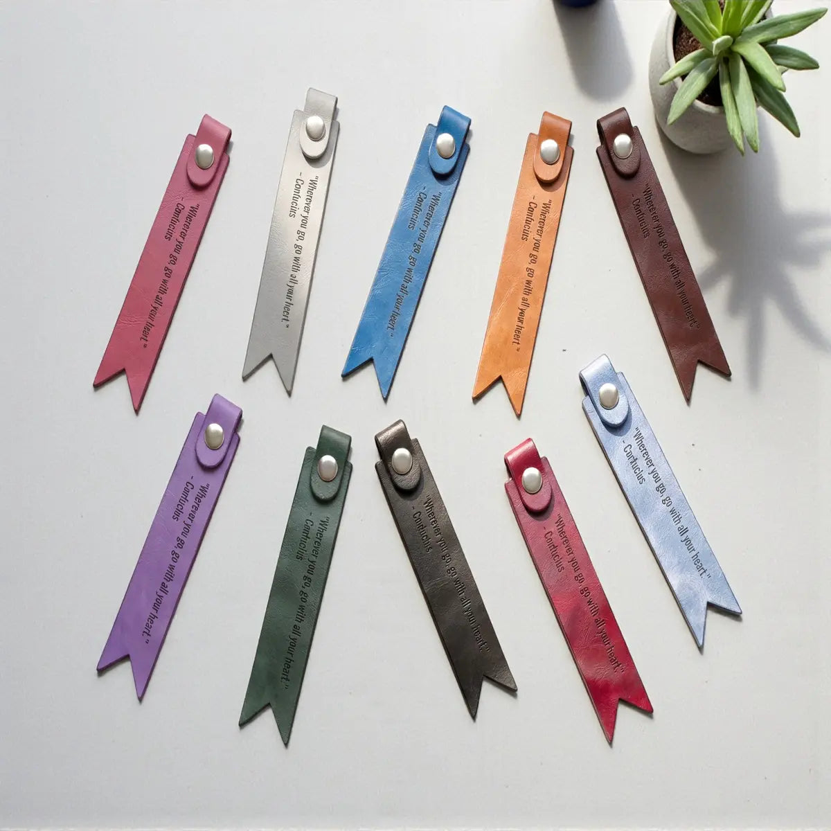 Custom PU Vegan Leather Quote Bookmark