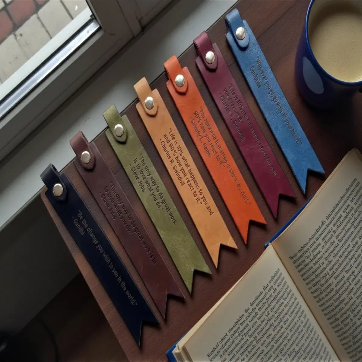 Custom PU Vegan Leather Quote Bookmark