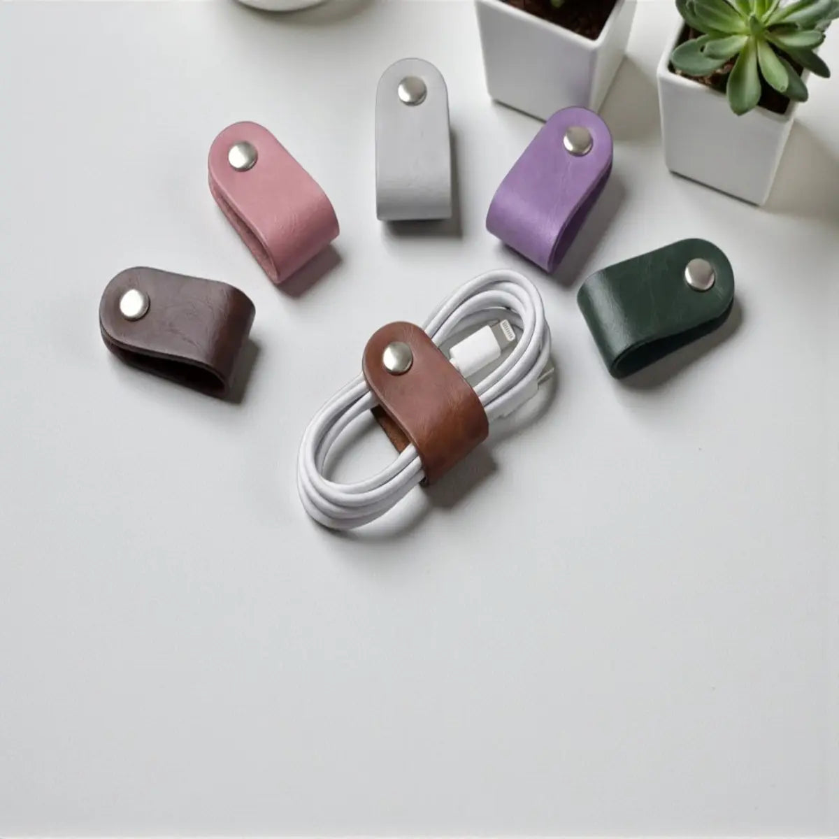 Vegan Leather Cable Organizer