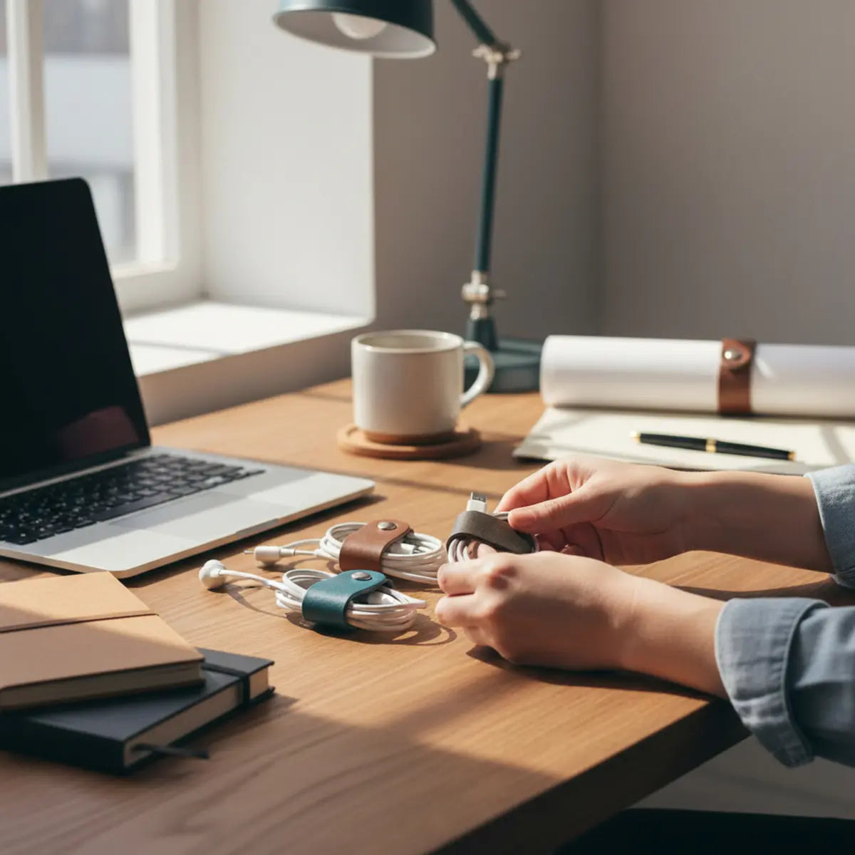Personalized Vegan Leather Heart Shape Cable Organizer